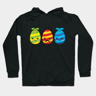 Kawaii Easter Eggs with Ribbons Hoodie